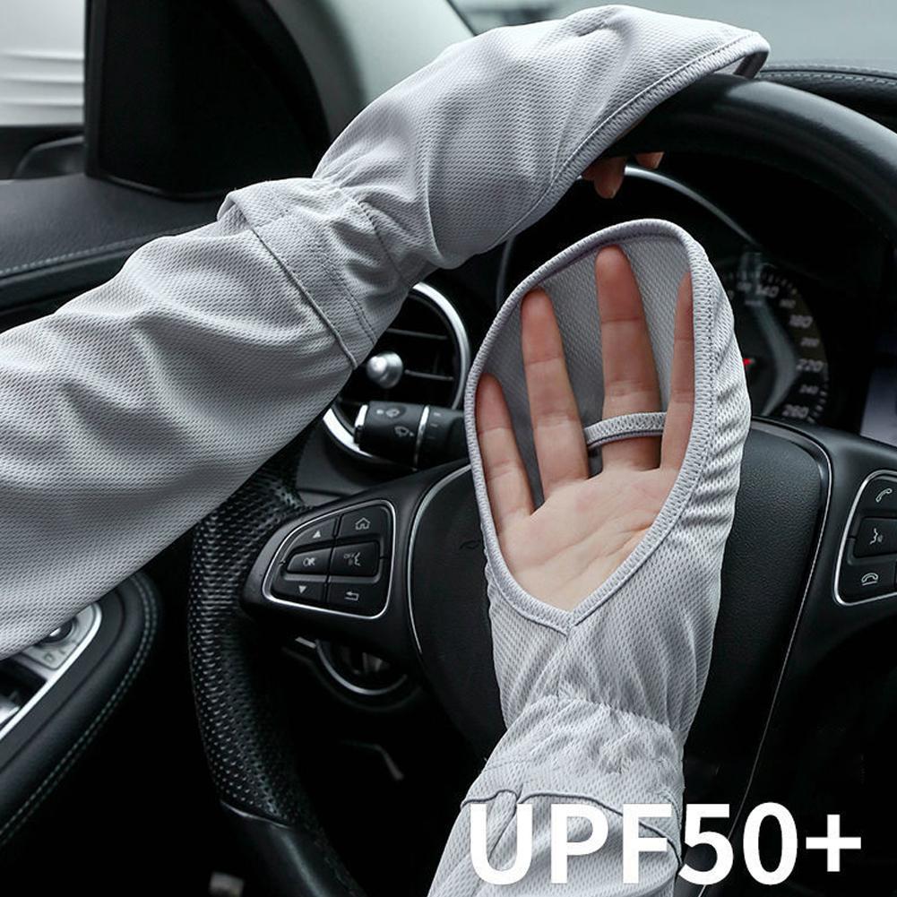 Cycling Gloves - ソリッドカラー大アイスシルク手袋女性運転日焼け止め袖ルーズ通気性アームプロテクター Uv 屋外馬蹄スリーブ