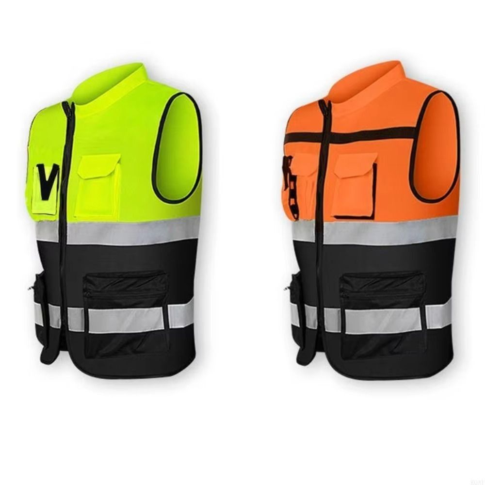 Cycling Visibility Gear - 高視認性反射ベスト ポケット付き フリーサイズ 屋外安全服 セキュリティ警告 安全ランニングギア