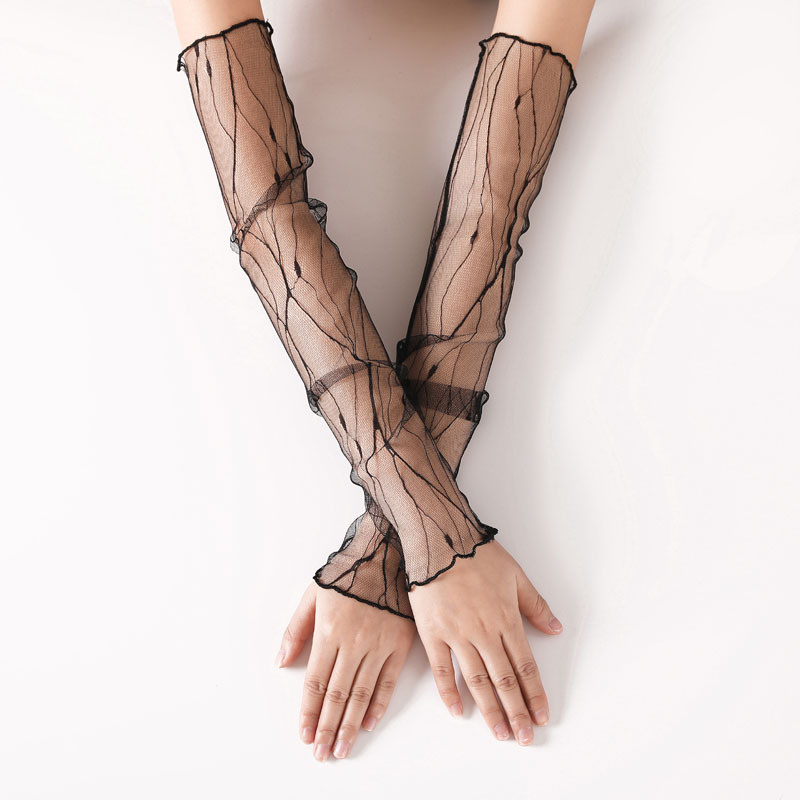 Cycling Gloves - 女性用メッシュスリーブ,長袖サイクリング,レース,ハーフフィンガー,日焼け止め,アウトドア用,夏用