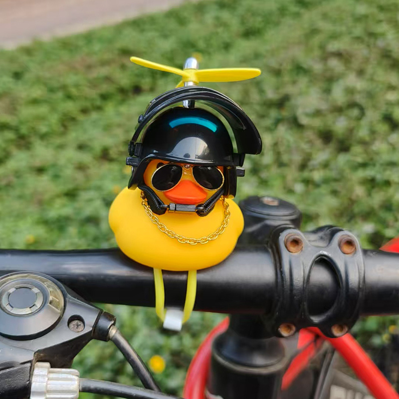 かわいいゴム製アヒル自転車ハンドルバー自転車装飾プロペラ付き - Yellow Cycling Gear のレビューと価格