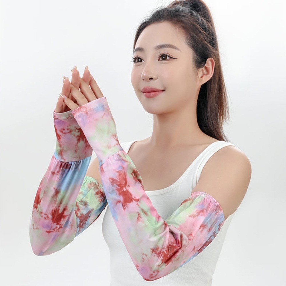 タイダイ染めロングアイスシルクスリーブエスニックスタイル日焼 - Cycling Gloves のレビューと価格