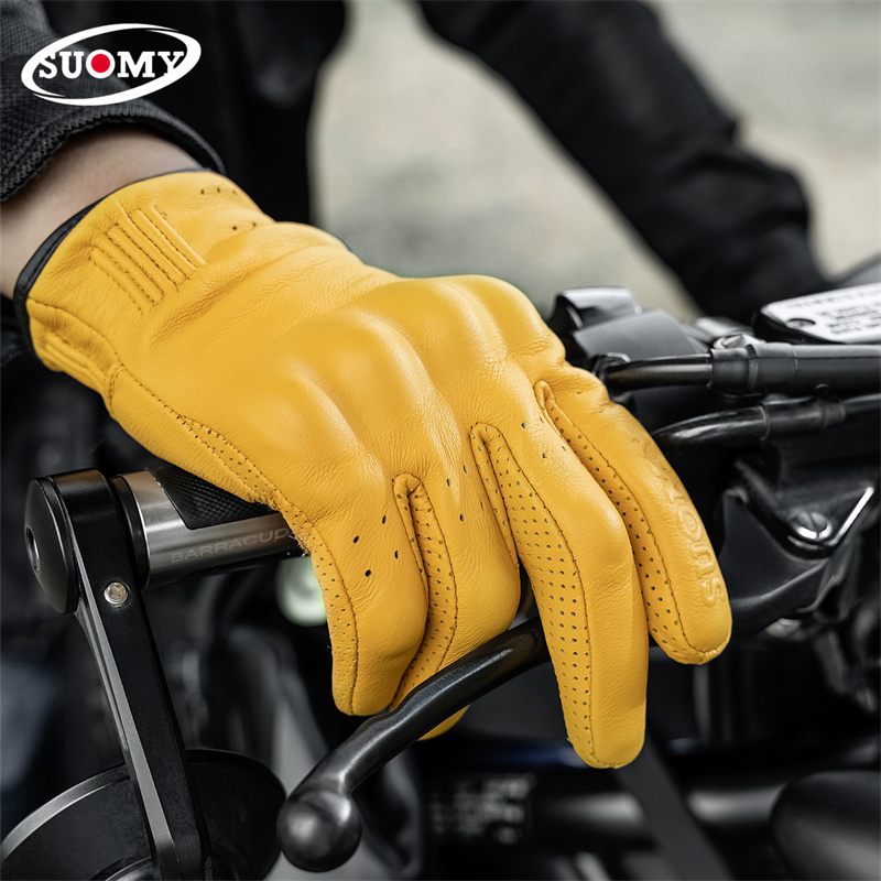 シープスキン製通気性バイクグローブ、タッチスクリーン対応、滑 - Yellow Cycling Gear のレビューと価格