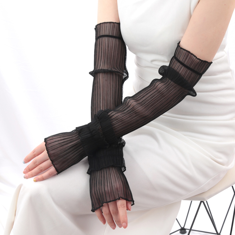 1 ペアアイスシルク長袖日焼け防止アームカバー女性カフクール - Cycling Gloves のレビューと価格