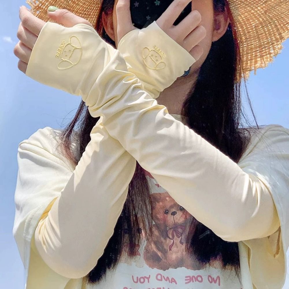 かわいい弾性ロングアイスシルクスリーブ漫画動物柄薄型日焼け止 - Cycling Gloves のレビューと価格