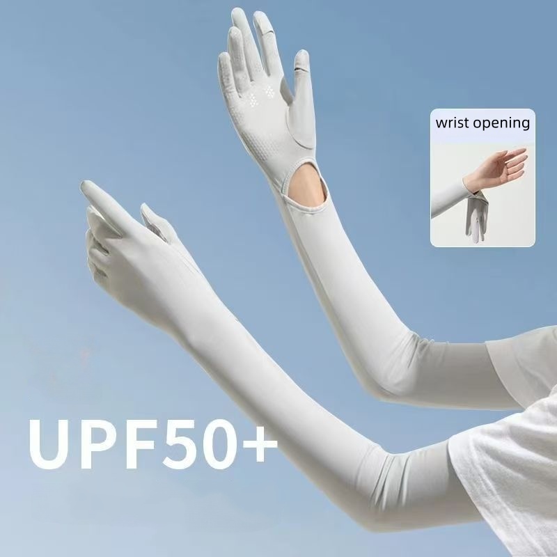 UPF50+ アイスシルク日焼け止めアームスリーブ、手袋付き - Cycling Gloves のレビューと価格