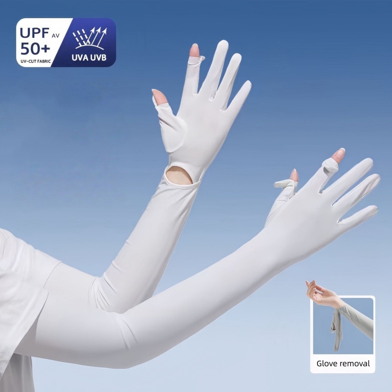 UPF50+ アイスシルク日焼け止めアームスリーブ、手袋付き - Cycling Gloves のレビューと価格